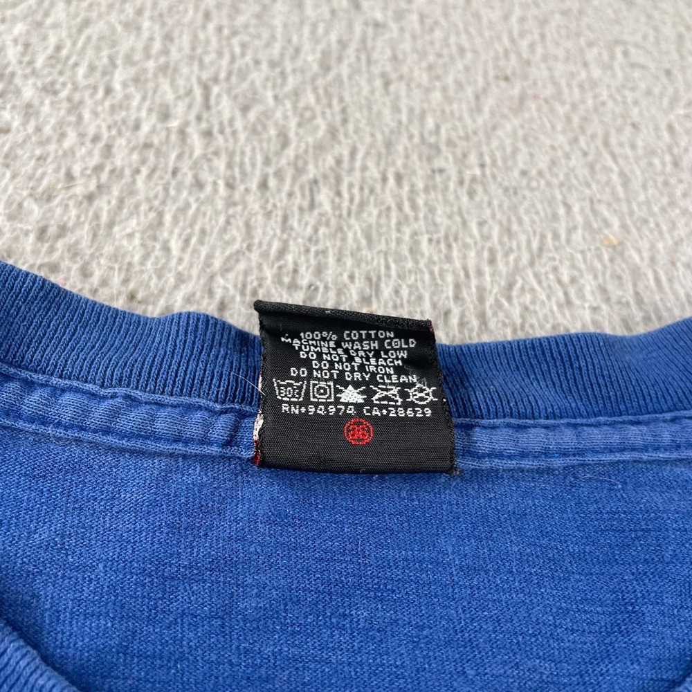Vintage 2000s Stussy Graphic T Shirt Blue Men's L Y2K Big Logo Double Graphic * - Picture 5 of 12